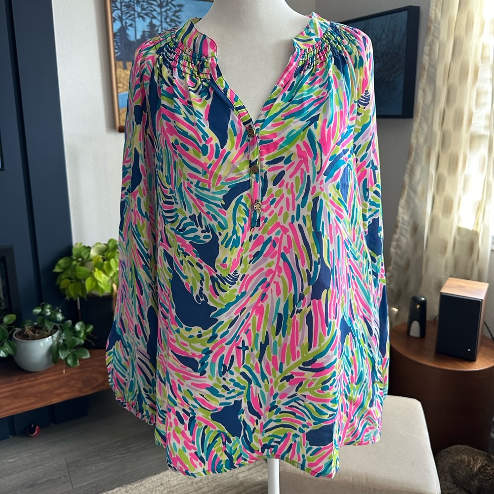 Lilly Pulitzer Elsa EUC Size Med Muti-Color Palm Print